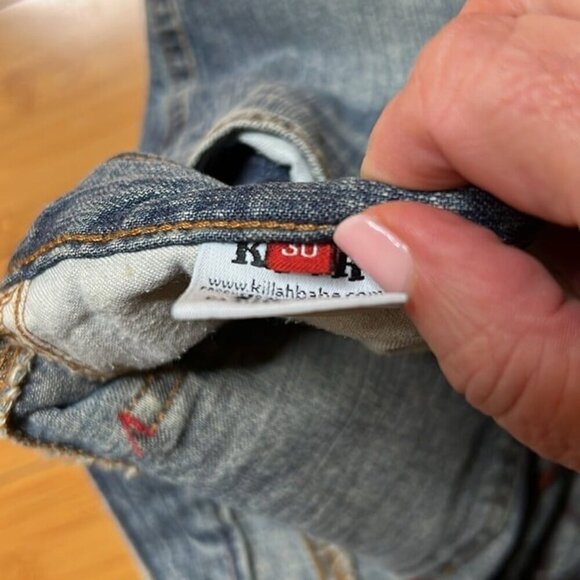 Killah by Miss Sixty flare jeans tartan patch vintage 90’s 00’s size 30 34” ins - Picture 7 of 12